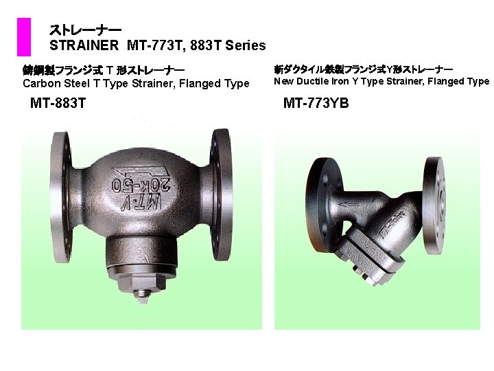  ストレーナー STRAINER MT-773 T, 883 T Series 鋳鋼製フランジ式 T 形ストレーナー Carbon Steel T