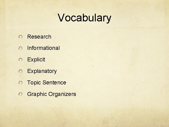 Vocabulary Research Informational Explicit Explanatory Topic Sentence Graphic Organizers 