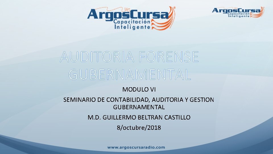 AUDITORIA FORENSE GUBERNAMENTAL MODULO VI SEMINARIO DE CONTABILIDAD, AUDITORIA Y GESTION GUBERNAMENTAL M. D.