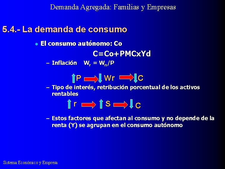 Demanda Agregada: Familias y Empresas 5. 4. - La demanda de consumo l El