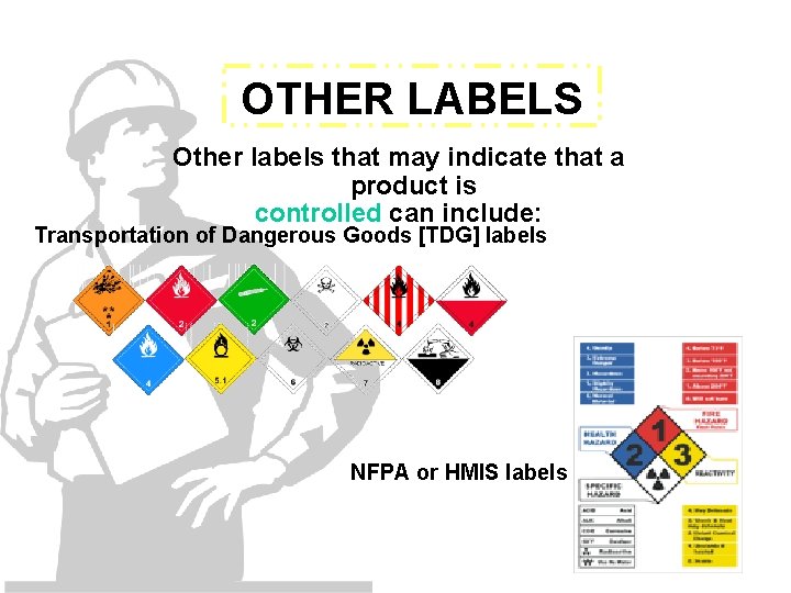 OTHER LABELS Other labels that may indicate that a product is controlled can include: