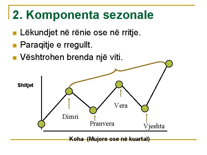 2. Komponenta sezonale n n n Lëkundjet në rënie ose në rritje. Paraqitje e