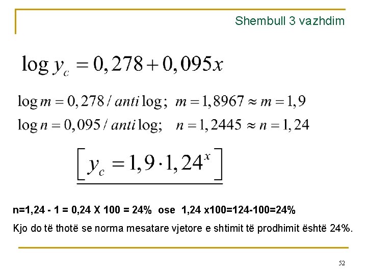 Shembull 3 vazhdim n=1, 24 - 1 = 0, 24 X 100 = 24%