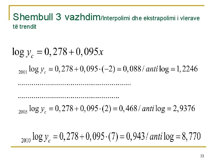 Shembull 3 vazhdim/Interpolimi dhe ekstrapolimi i vlerave të trendit 53 