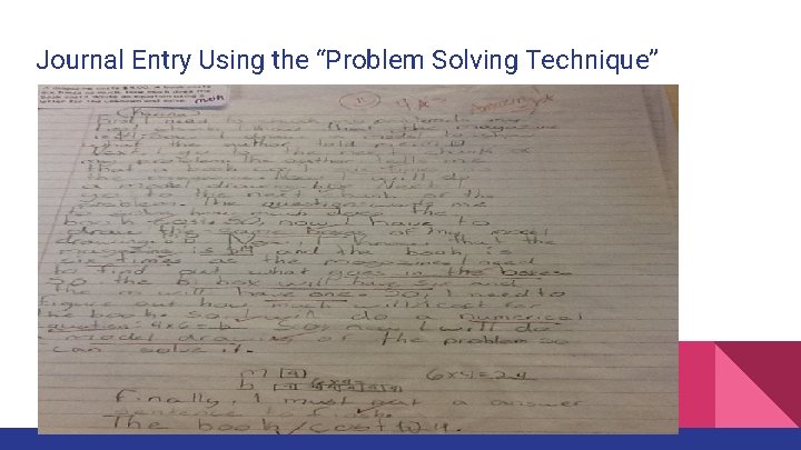 Journal Entry Using the “Problem Solving Technique” 