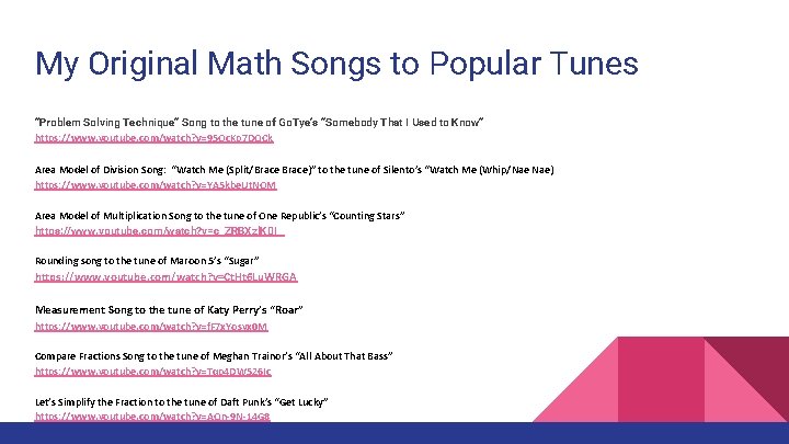 My Original Math Songs to Popular Tunes “Problem Solving Technique” Song to the tune