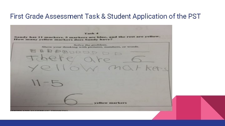 First Grade Assessment Task & Student Application of the PST 