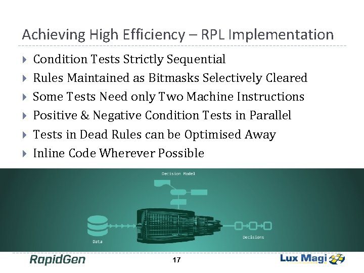 Achieving High Efficiency – RPL Implementation Condition Tests Strictly Sequential Rules Maintained as Bitmasks Achieving High Efficiency – RPL Implementation Condition Tests Strictly Sequential Rules Maintained as Bitmasks