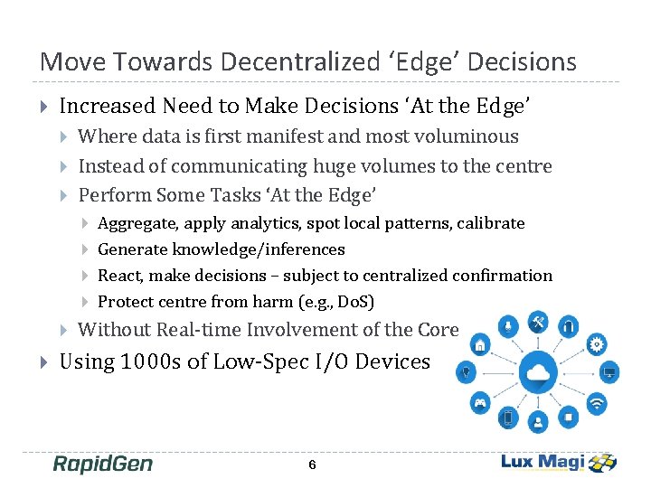 Move Towards Decentralized ‘Edge’ Decisions Increased Need to Make Decisions ‘At the Edge’ Where Move Towards Decentralized ‘Edge’ Decisions Increased Need to Make Decisions ‘At the Edge’ Where