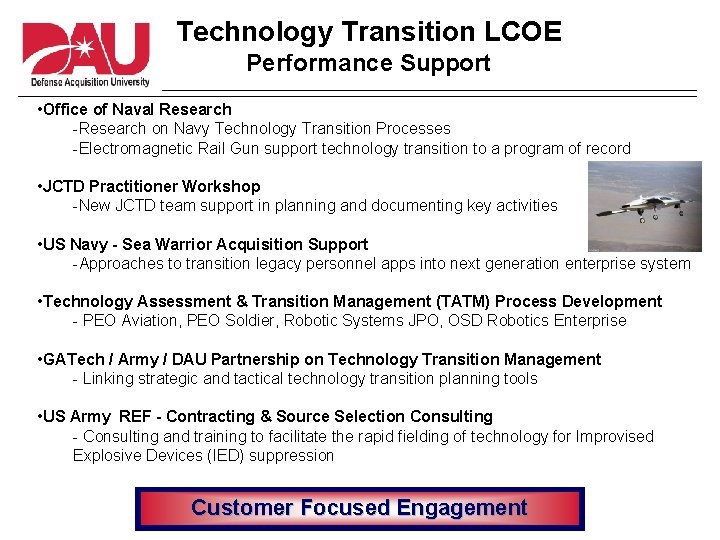Technology Transition LCOE Performance Support • Office of Naval Research -Research on Navy Technology
