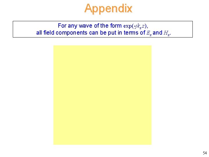 Appendix For any wave of the form exp(-jkz z), all field components can be