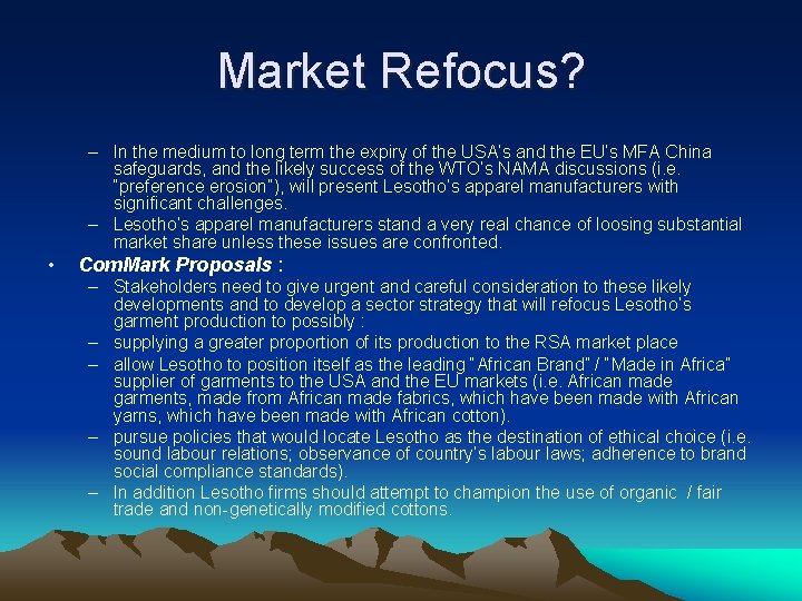 Market Refocus? – In the medium to long term the expiry of the USA’s Market Refocus? – In the medium to long term the expiry of the USA’s