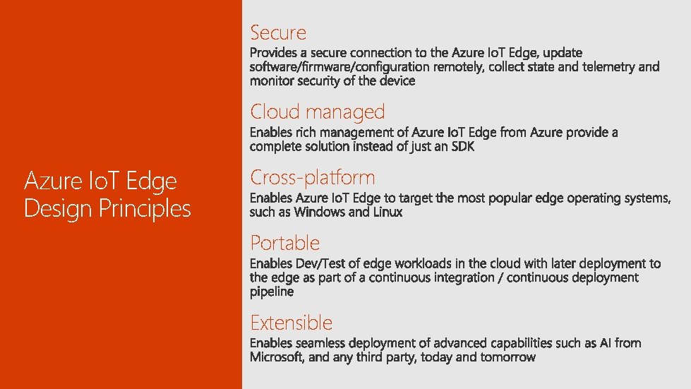 Secure Cloud managed Azure Io. T Edge Design Principles Cross-platform Portable Extensible 