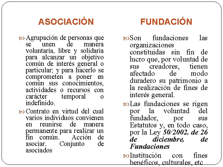 ASOCIACIÓN Agrupación de personas que se unen de manera voluntaria, libre y solidaria para