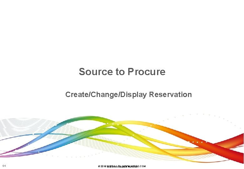 Source to Procure Create/Change/Display Reservation 54 © 2018 WIPRO LTD | WWW. WIPRO. COM