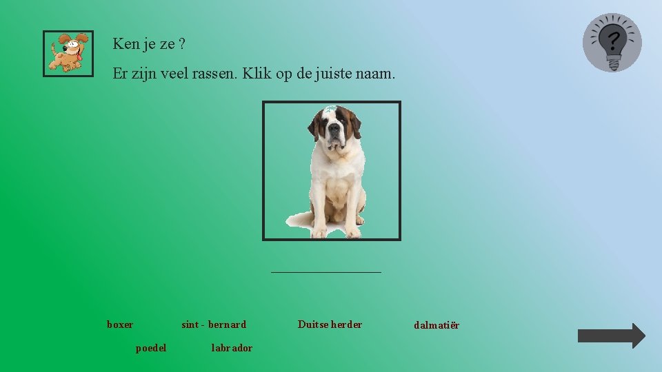 Ken je ze ? Er zijn veel rassen. Klik op de juiste naam. __________