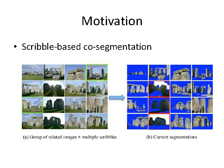 Motivation • Scribble-based co-segmentation 