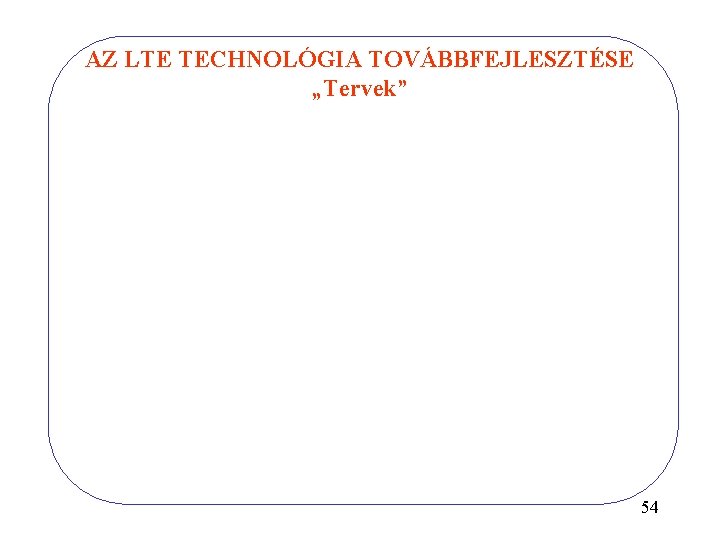 AZ LTE TECHNOLÓGIA TOVÁBBFEJLESZTÉSE „Tervek” 54 