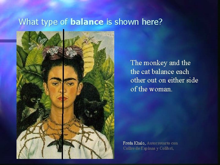 What type of balance is shown here? The monkey and the cat balance each