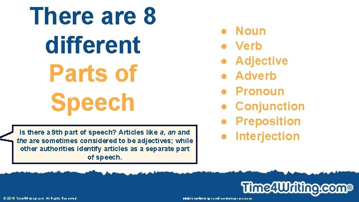 There are 8 different Parts of Speech Is there a 9 th part of