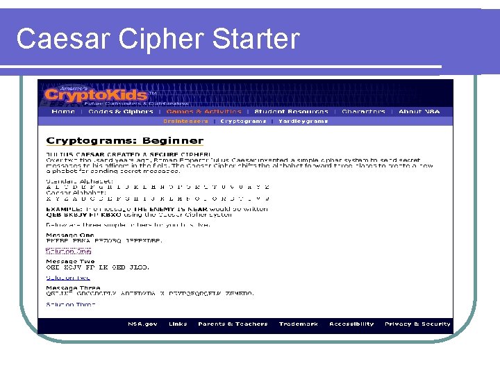 Caesar Cipher Starter 