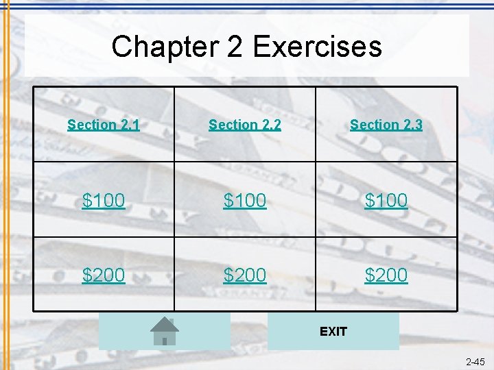 Chapter 2 Exercises Section 2. 1 Section 2. 2 Section 2. 3 $100 $200