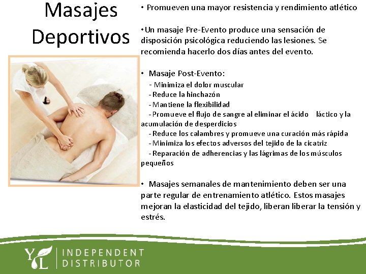 Masajes Deportivos • Promueven una mayor resistencia y rendimiento atlético • Un masaje Pre-Evento