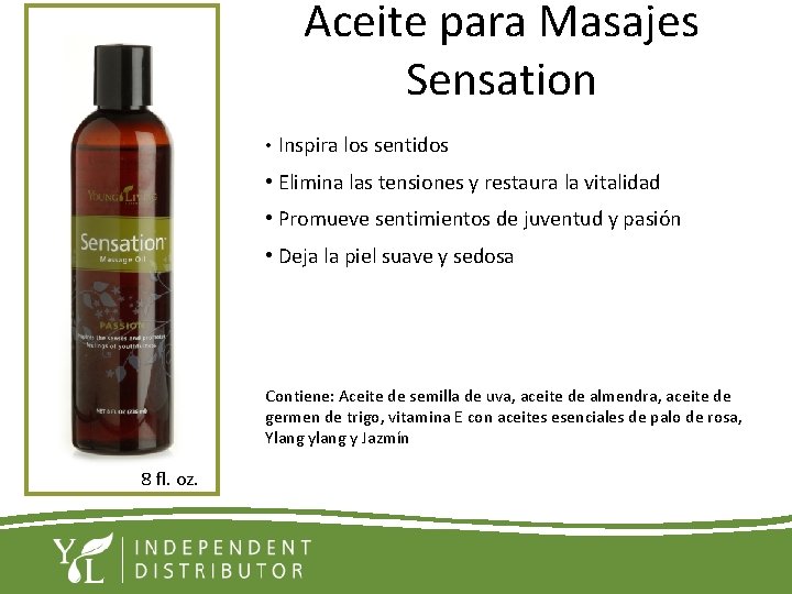 Aceite para Masajes Sensation • Inspira los sentidos • Elimina las tensiones y restaura