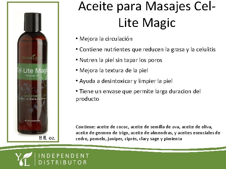 Aceite para Masajes Cel. Lite Magic • Mejora la circulación • Contiene nutrientes que