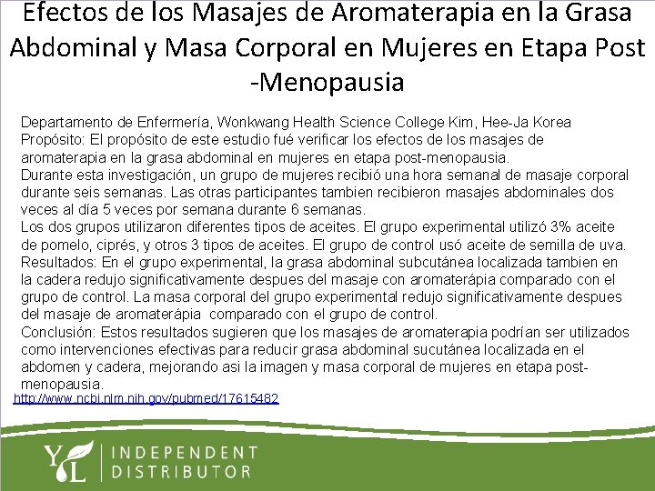 Efectos de los Masajes de Aromaterapia en la Grasa Abdominal y Masa Corporal en