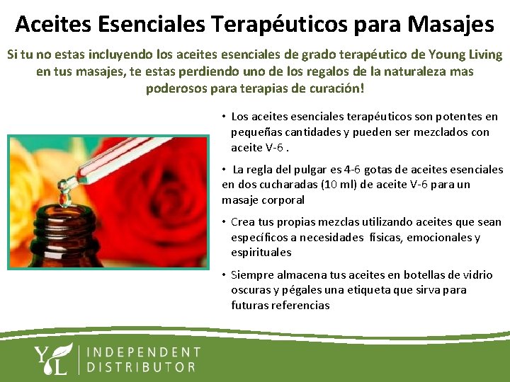 Aceites Esenciales Terapéuticos para Masajes Si tu no estas incluyendo los aceites esenciales de