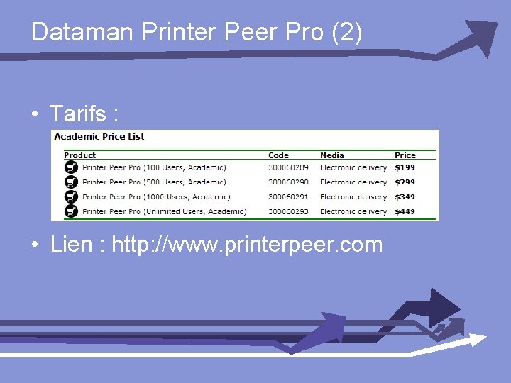 Dataman Printer Peer Pro (2) • Tarifs : • Lien : http: //www. printerpeer.