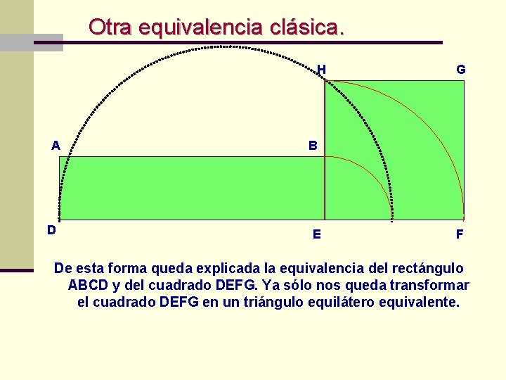 Otra equivalencia clásica. H A D G B E F De esta forma queda Otra equivalencia clásica. H A D G B E F De esta forma queda