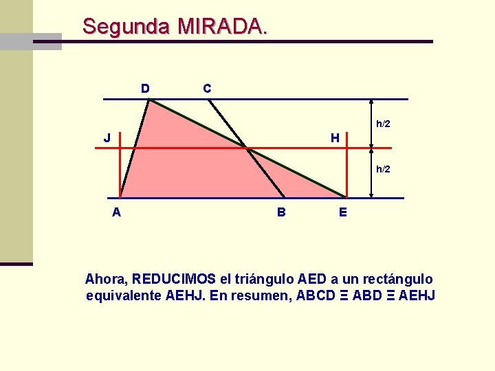 Segunda MIRADA. D C h/2 J H h/2 A B E Ahora, REDUCIMOS Segunda MIRADA. D C h/2 J H h/2 A B E Ahora, REDUCIMOS
