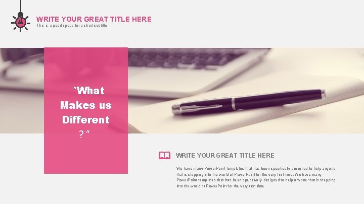 WRITE YOUR GREAT TITLE HERE This is a good space for a short subtitle WRITE YOUR GREAT TITLE HERE This is a good space for a short subtitle