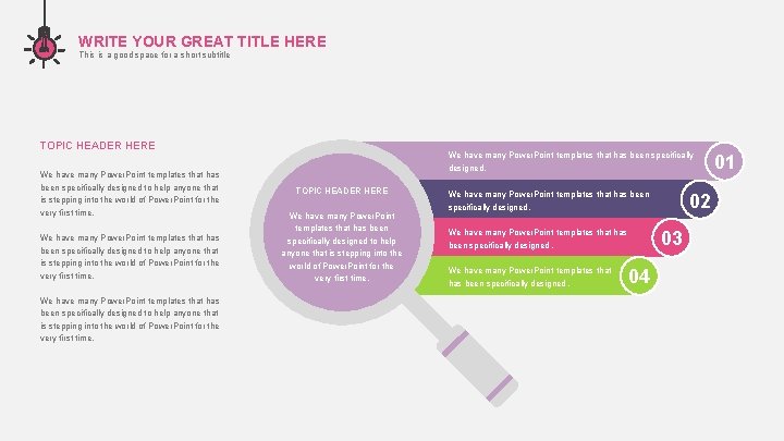 WRITE YOUR GREAT TITLE HERE This is a good space for a short subtitle WRITE YOUR GREAT TITLE HERE This is a good space for a short subtitle