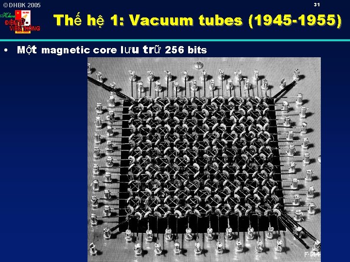 31 © DHBK 2005 Thế hệ 1: Vacuum tubes (1945 -1955) • Một magnetic