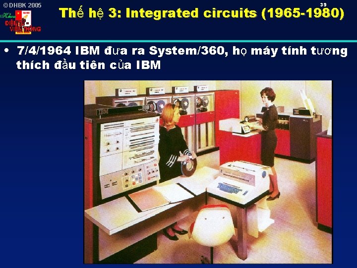 © DHBK 2005 39 Thế hệ 3: Integrated circuits (1965 -1980) • 7/4/1964 IBM