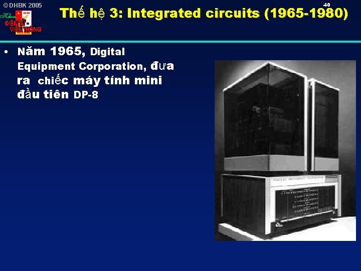 © DHBK 2005 40 Thế hệ 3: Integrated circuits (1965 -1980) • Năm 1965,