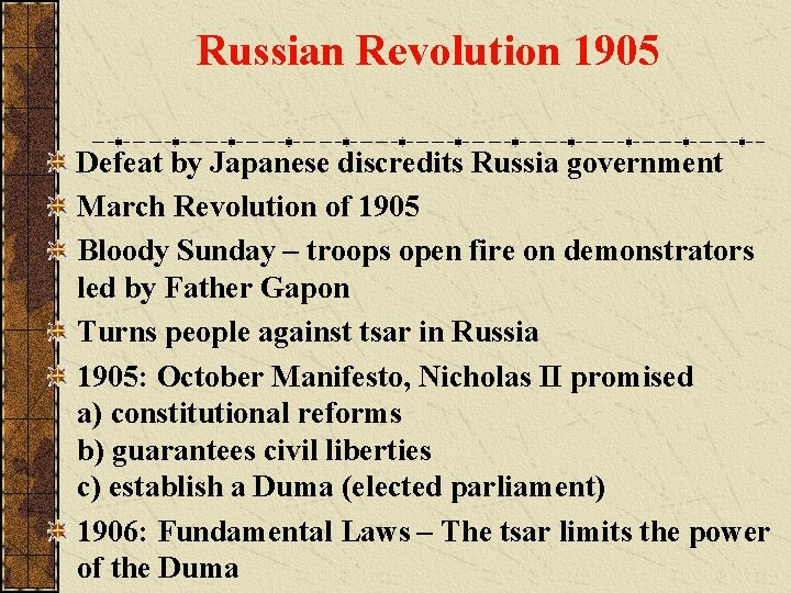 Russian Revolution 1905 Defeat by Japanese discredits Russia government March Revolution of 1905 Bloody