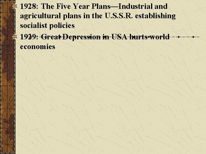 1928: The Five Year Plans—Industrial and agricultural plans in the U. S. S. R.