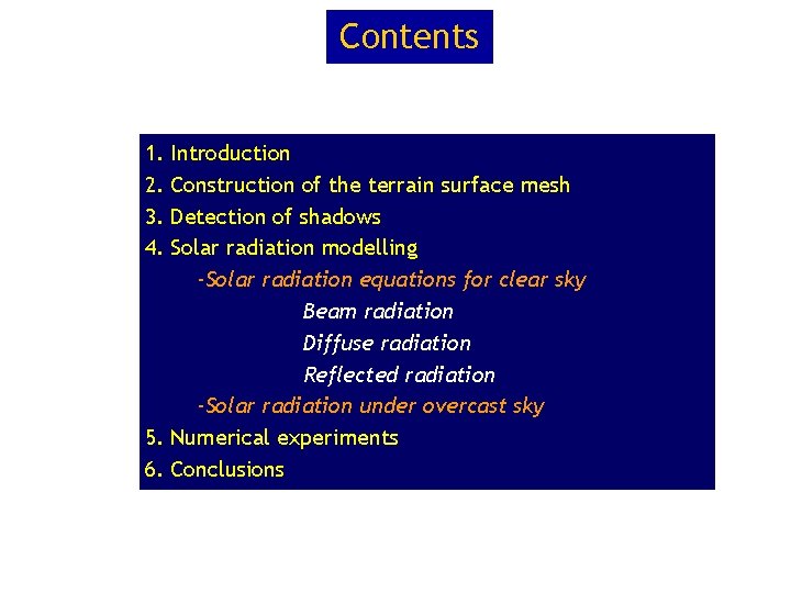 Contents 1. 2. 3. 4. Introduction Construction of the terrain surface mesh Detection of Contents 1. 2. 3. 4. Introduction Construction of the terrain surface mesh Detection of