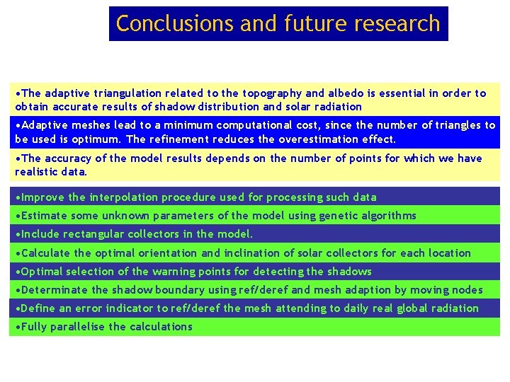 Conclusions and future research • The adaptive triangulation related to the topography and albedo Conclusions and future research • The adaptive triangulation related to the topography and albedo