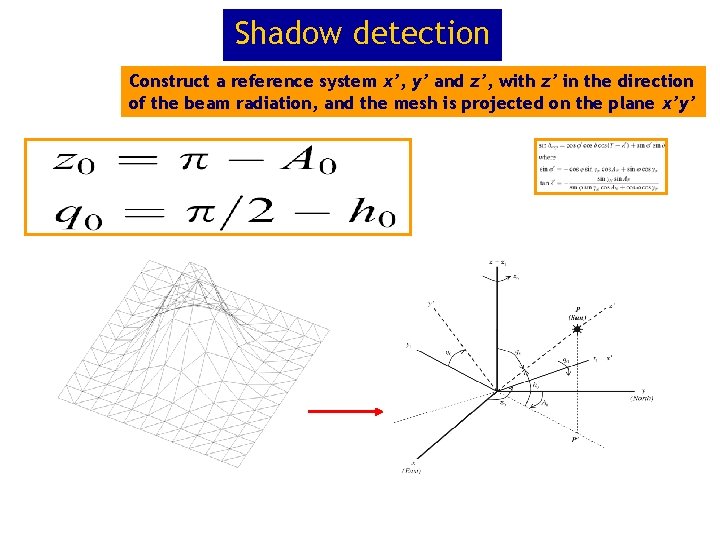 Shadow detection Construct a reference system x’, y’ and z’, with z’ in the Shadow detection Construct a reference system x’, y’ and z’, with z’ in the