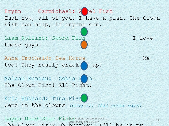 Brynn Carmichael: Angel Fish Hush now, all of you. I have a plan. The