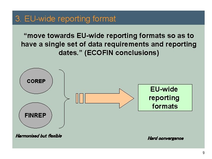 3. EU-wide reporting format “move towards EU-wide reporting formats so as to have a 3. EU-wide reporting format “move towards EU-wide reporting formats so as to have a