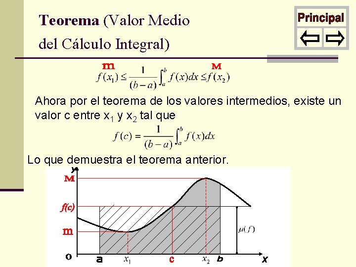 Teorema (Valor Medio del Cálculo Integral) Ahora por el teorema de los valores intermedios,