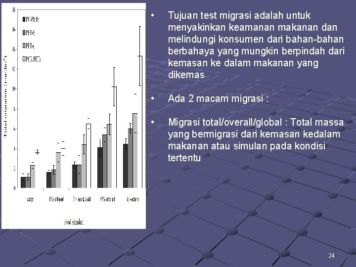  • Tujuan test migrasi adalah untuk menyakinkan keamanan makanan dan melindungi konsumen dari