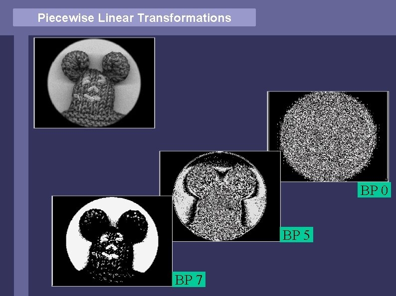 Piecewise Linear Transformations BP 0 BP 5 BP 7 Piecewise Linear Transformations BP 0 BP 5 BP 7