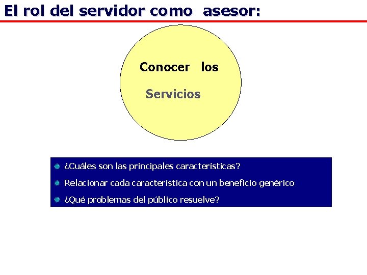 El rol del servidor como asesor: Conocer los Servicios ¿Cuáles son las principales características?